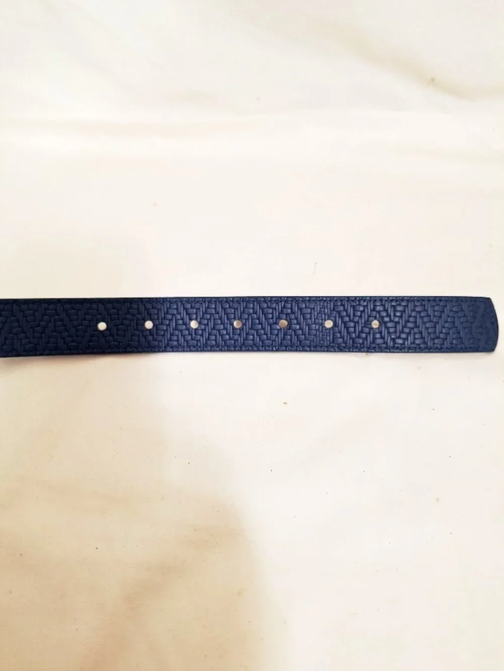 STYLE STOCK Horseshoe Buckle Belt M Blue Leather Woven Grain